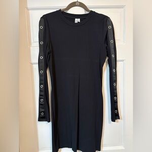 & Other Stories Black Long Sleeve Dress with Grommet Details